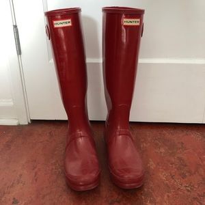 Red Womens Tall Original Gloss Hunter Boots